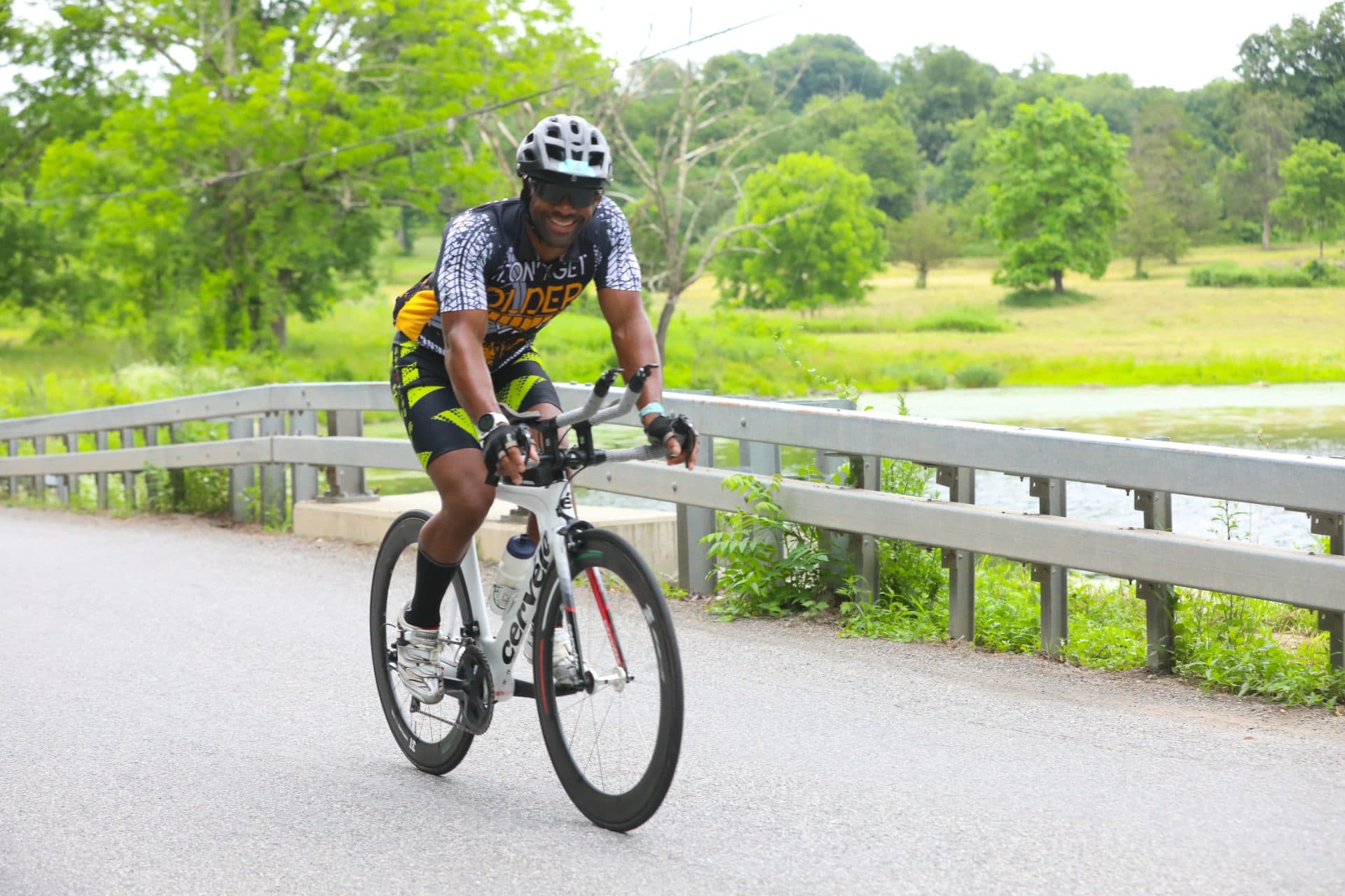 Athletes racing at an Alpha Win Triathlon